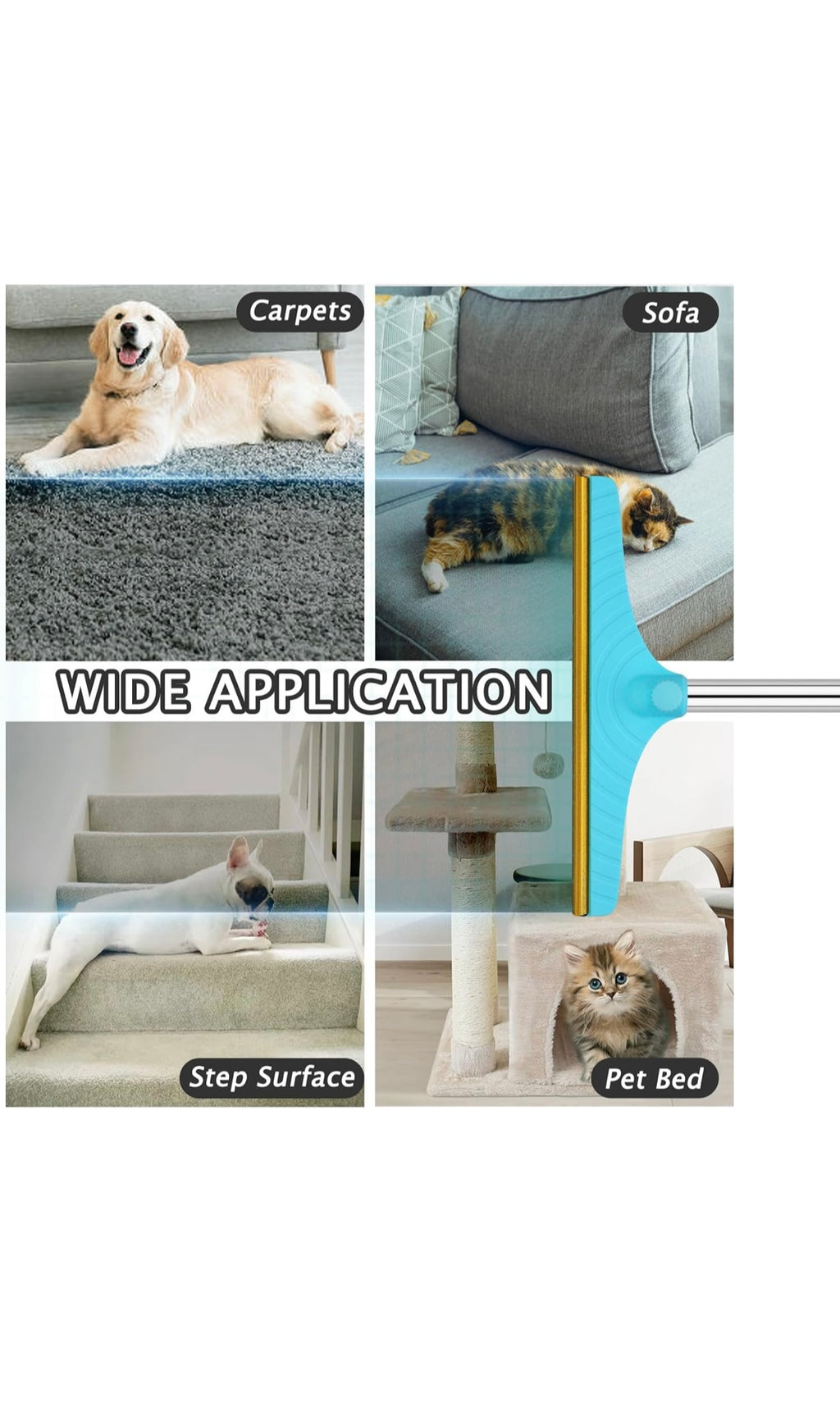 Pet hair removal broom