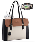 LOVEVOOK Laptop Tote Bag for Women,Computer Work Bag With Large Cup Holder,15.6 Inch Waterproof PU Leather Purse Briefcase for Teacher