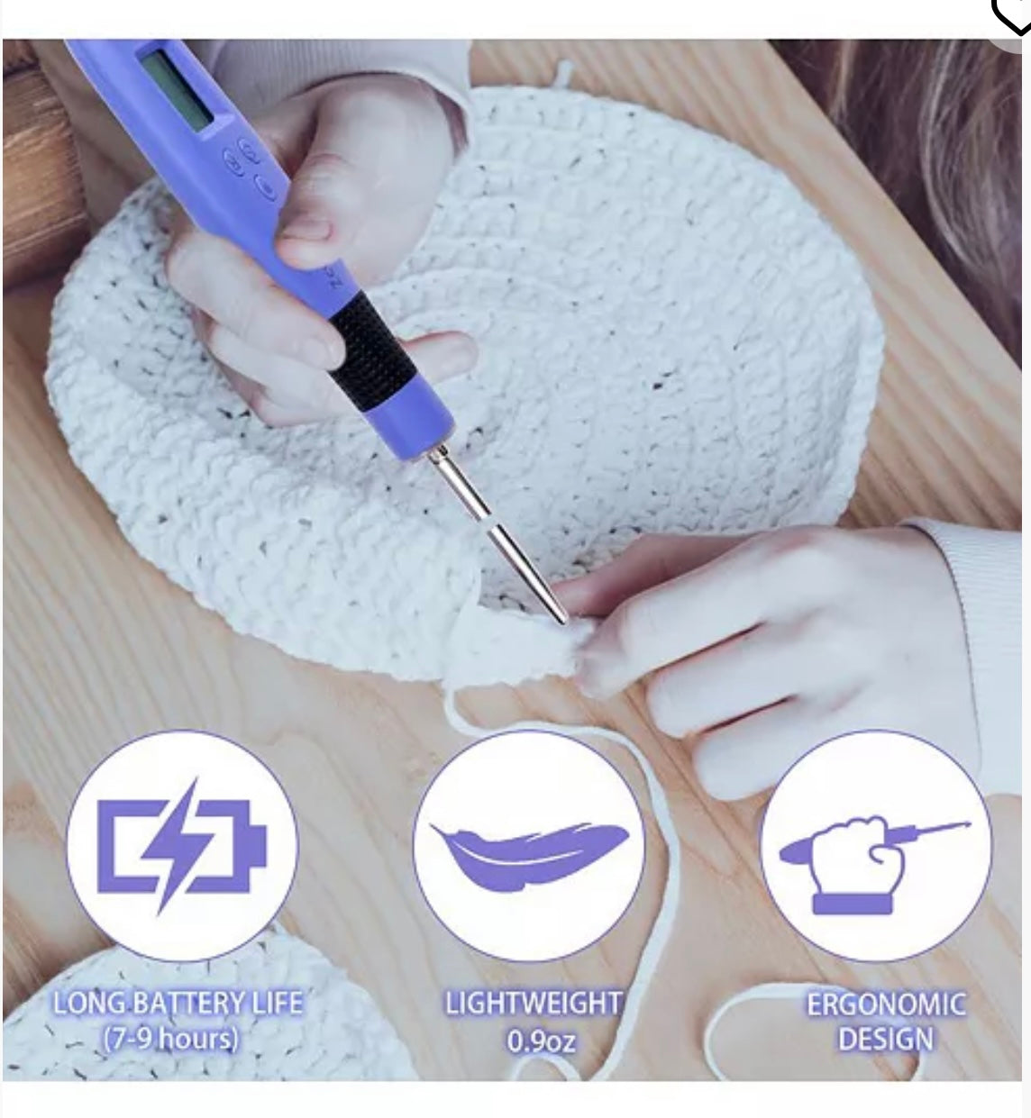 Zcvtbye Rechargeable Lighted Crochet Hook set.