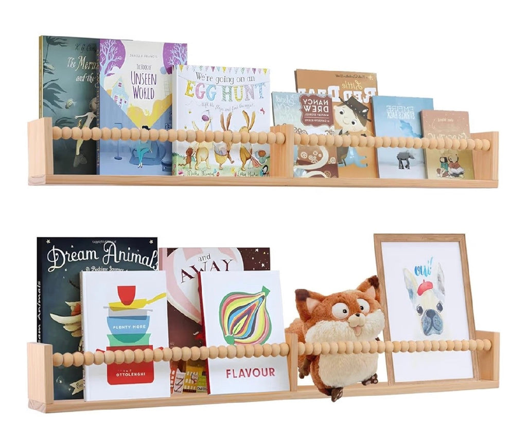 Nursery Book Shelves - Wall Mounted Set of 2, 32 inches