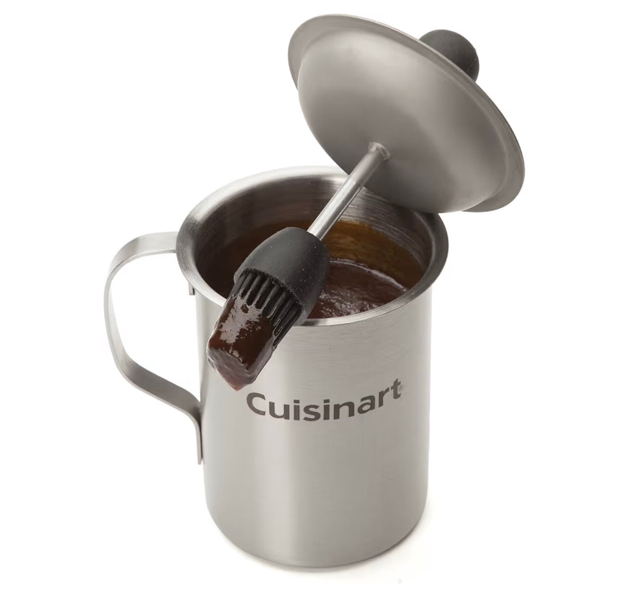 Cuisinart Sauce Pot and Basting Brush Set, 16 oz. Stainless Steel Grill Accessory with Silicone Basting Brush for Cooking & BBQ, Easy to Clean BBQ Accessories for Smoking and Grilling