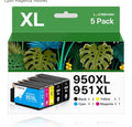 950XL 951XL Ink Cartridges Combo Pack Replacement for HP 950 951 950XL 951XL Ink Cartridges for OfficeJet Pro 8600 8610 8615 8620 8625 8100 8630 8660 Printer (4 Pack, Black Cyan Magenta Yellow)
