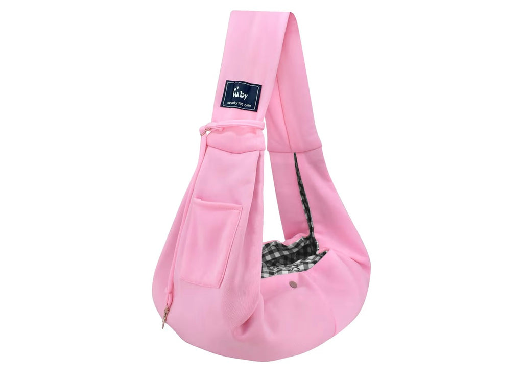 Dog and Cat Sling Carrier - Hands Free Reversible Pet Papoose Bag - Soft Pouch and Tote Design - Suitable for Puppy, Small Dogs Cats Outdoor (Pink, Unadjustable Strap)