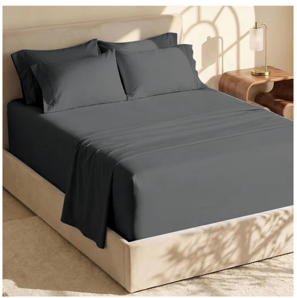 Hearth & Harbor Extra Deep Pocket King Size Sets - Fits Mattress up to 21 Inches Deep - Extra Deep Pocket Sheets - 6 Piece King Size - Grey