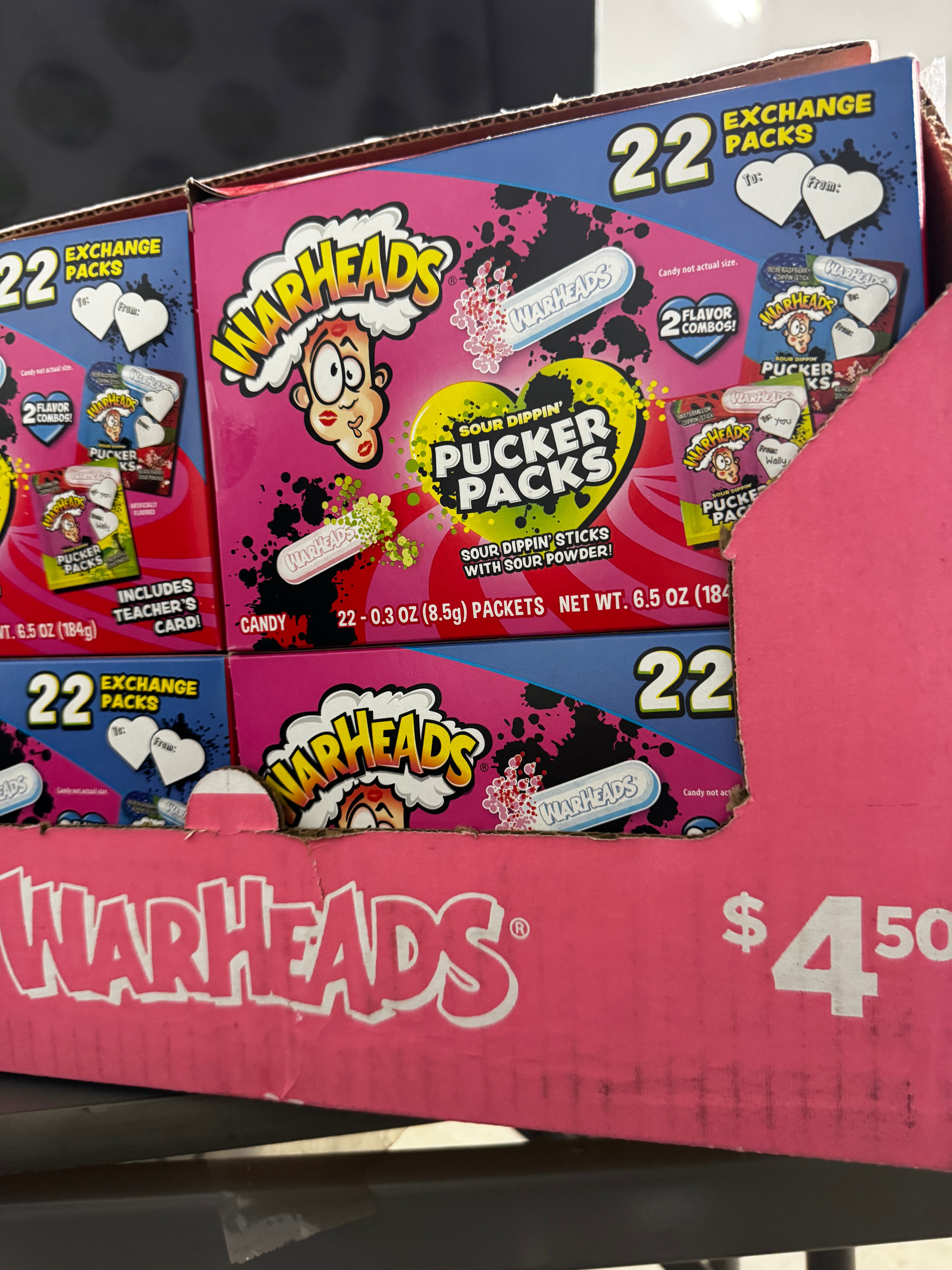 8 Boxes of 22 exchange packs Warheads Pucker Packs