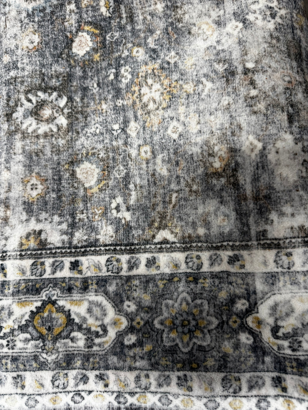 Runner Rug Hallway Runner Rug Washable Kitchen Runner Rugs with Rubber Backing 2'6''x8' 100% Polyester Vintage Rug for Entryway Indoor, Kitchen, Laundry, Bedroom (Grey and Brown)