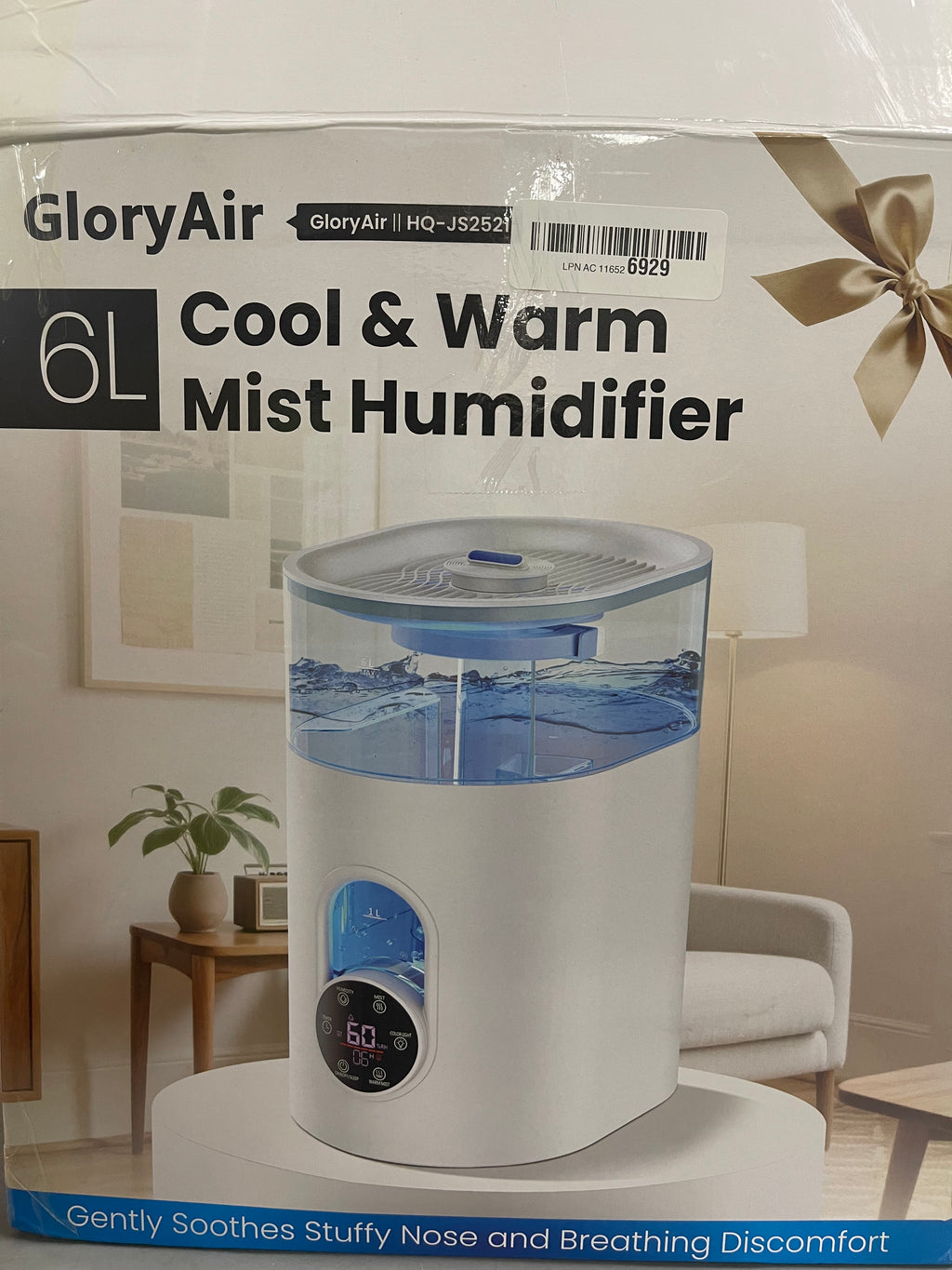 GloryAir 6L Cool and Warm Mist Humidifier.