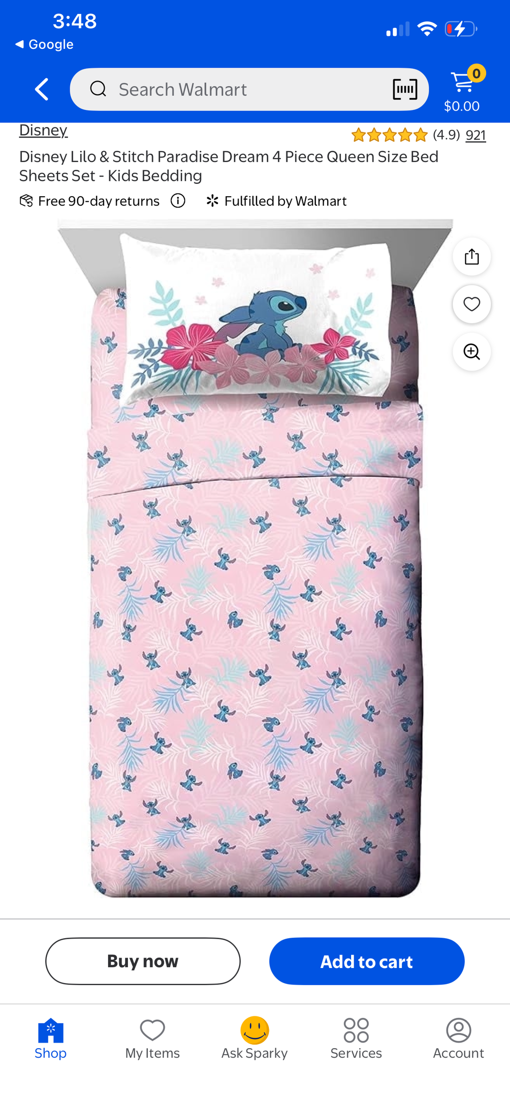 Disney Lilo & Stitch paradise Dream 4 piece Queen size bed sheet set- kids bedding.