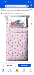 Disney Lilo & Stitch paradise Dream 4 piece Queen size bed sheet set- kids bedding.