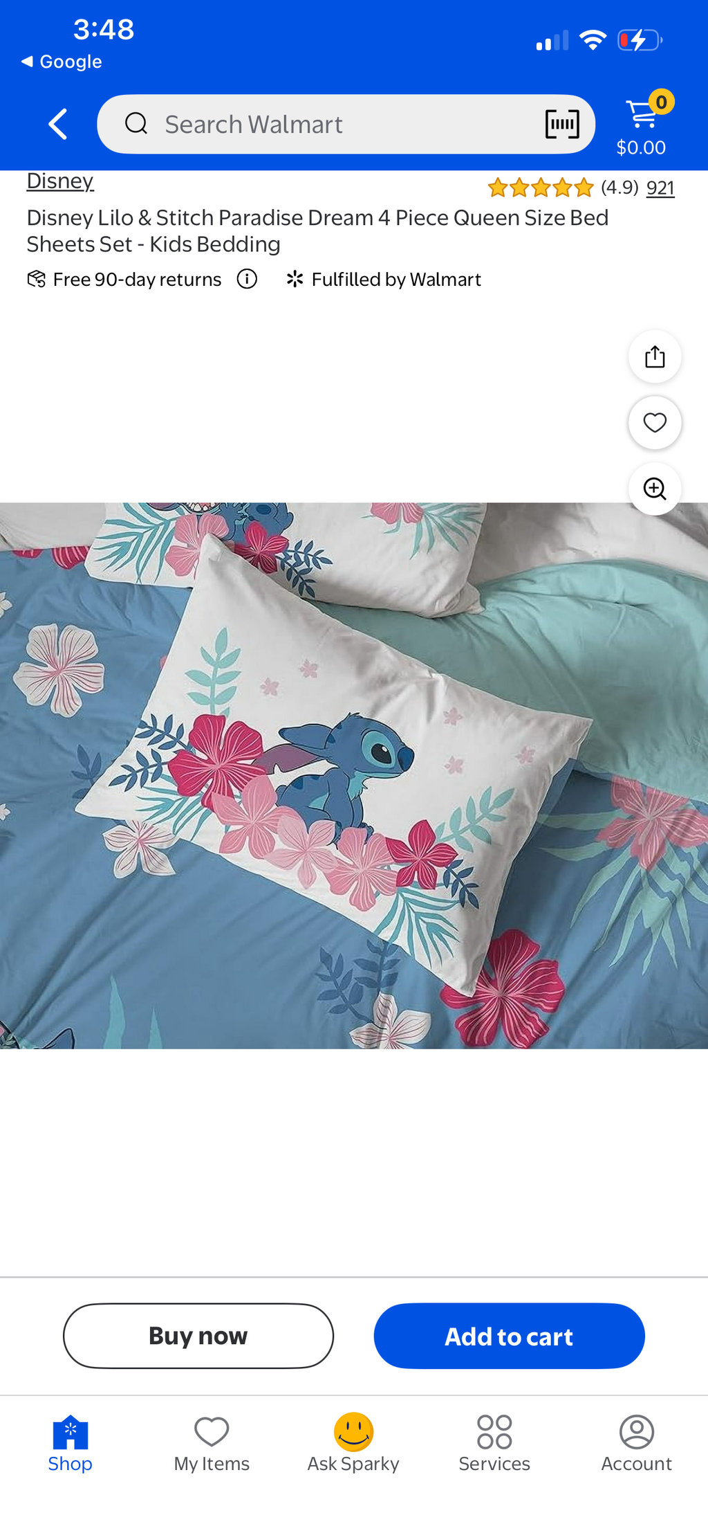 Disney Lilo & Stitch paradise Dream 4 piece Queen size bed sheet set- kids bedding.