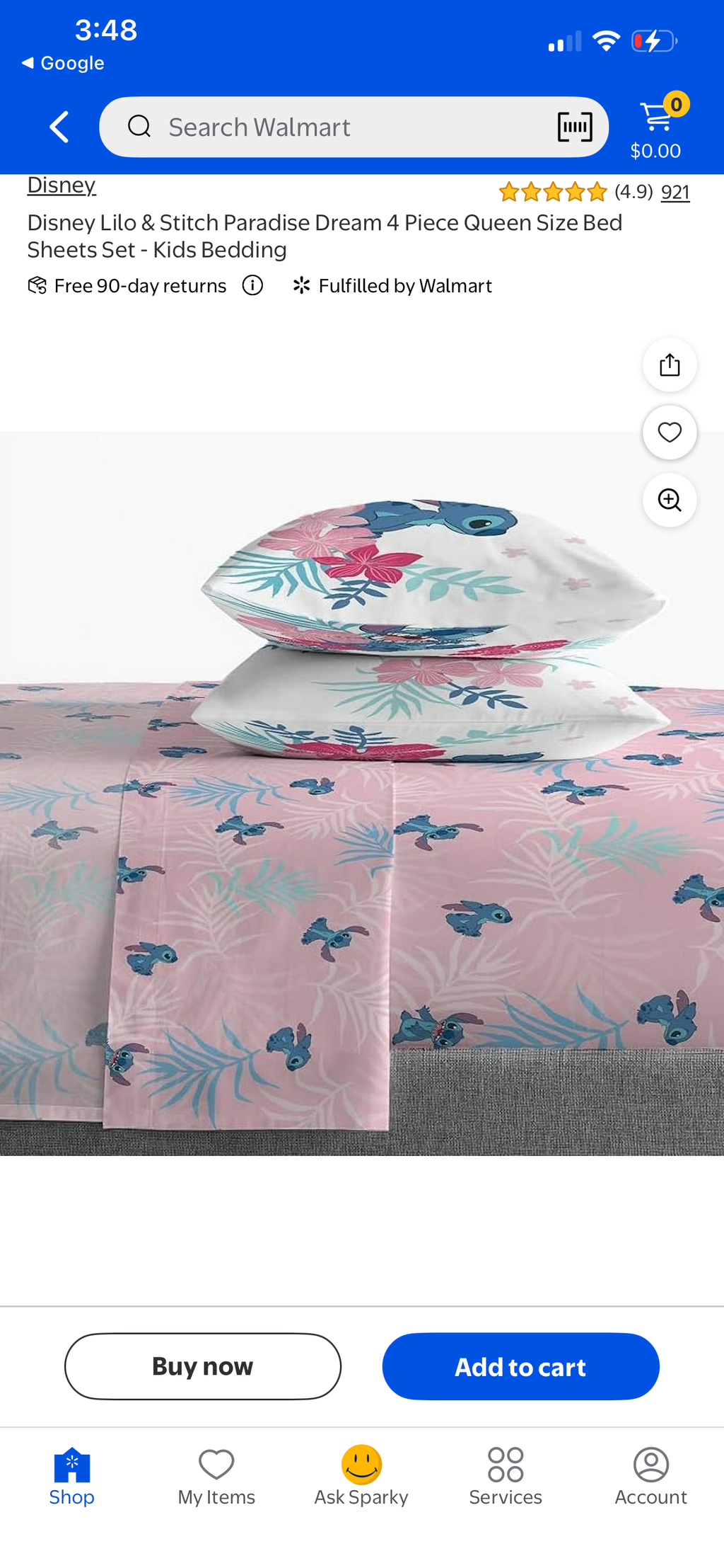 Disney Lilo & Stitch paradise Dream 4 piece Queen size bed sheet set- kids bedding.