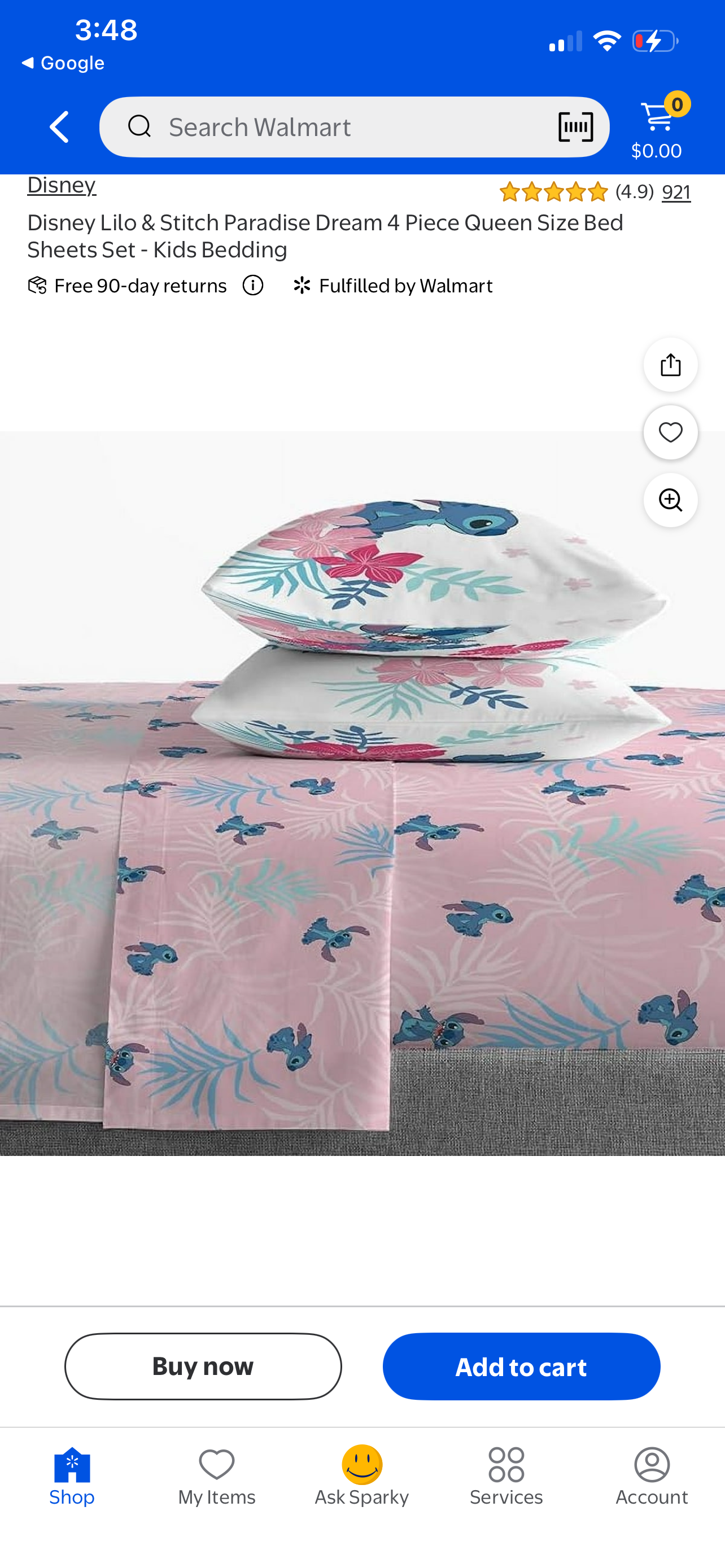 Disney Lilo & Stitch paradise Dream 4 piece Queen size bed sheet set- kids bedding.