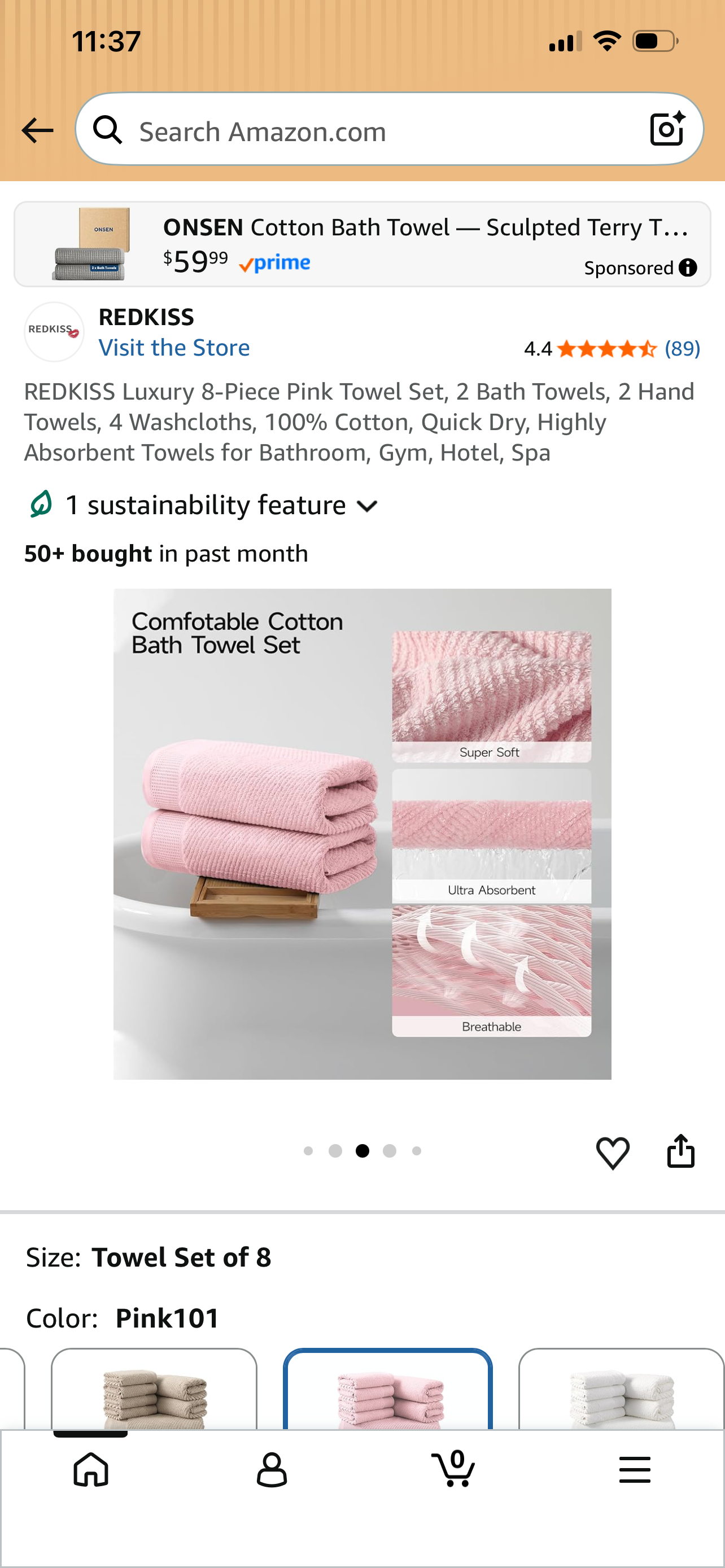 Redkiss 8-piece premium towel set.