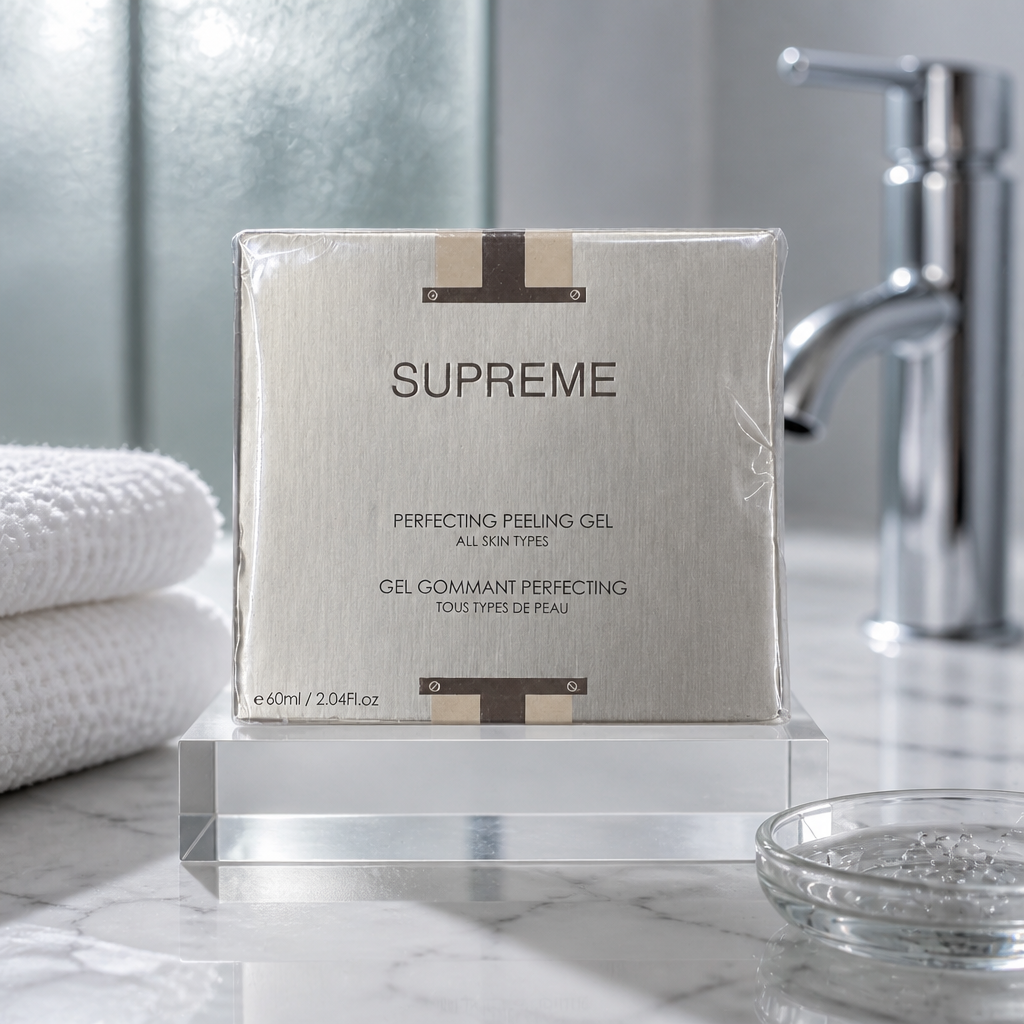 The Supreme Perfecting Peeling Gel helps brighten, condition, and tone the skin, creating a softer, lighter and fresher looking complexion. This mask remove dead skin cells, and impurities to reveal glowing, radiant skin. New Sealed