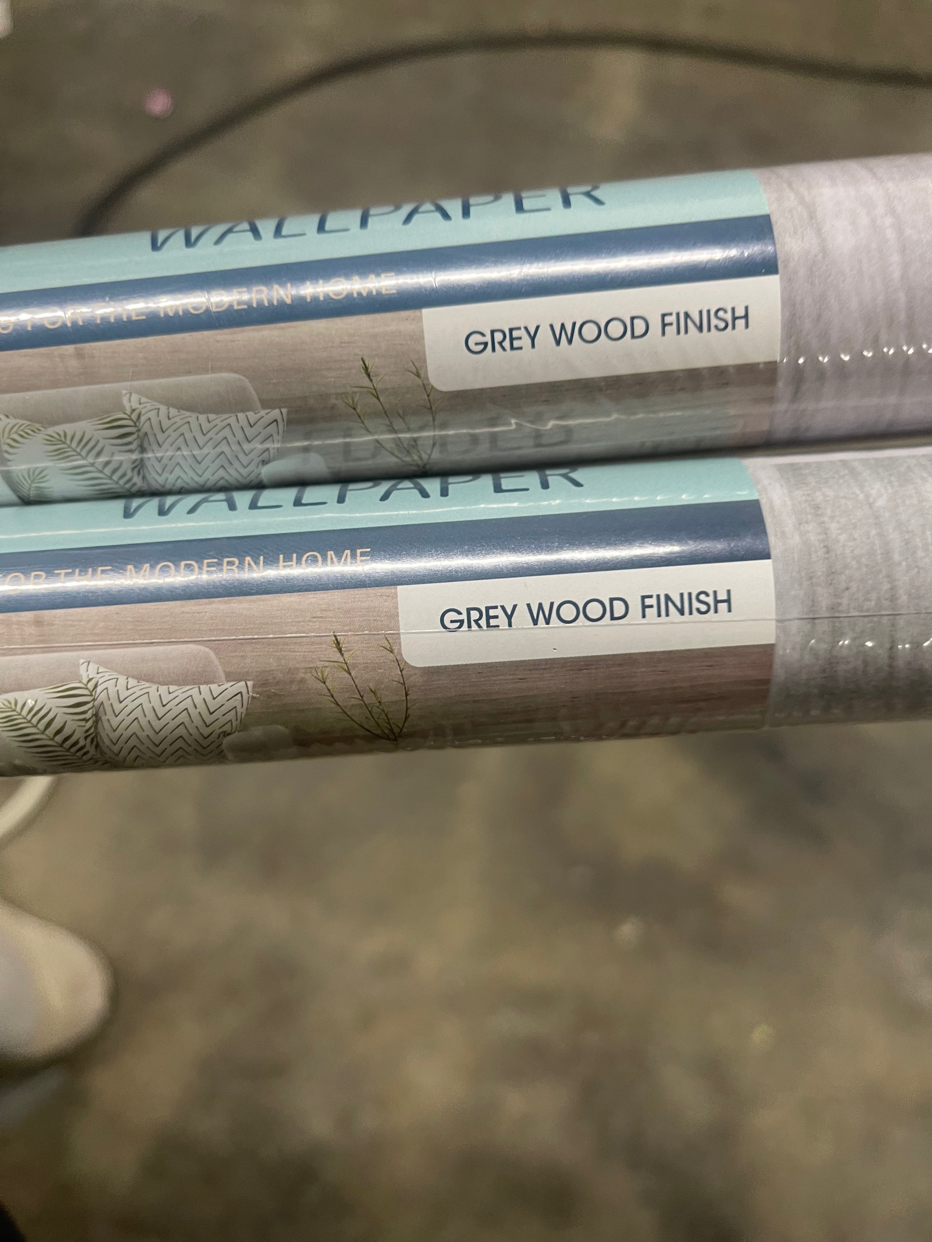 Simple Stylings Peel and Stick Wallpaper. Grey Wood Finish! 20.7X9ft