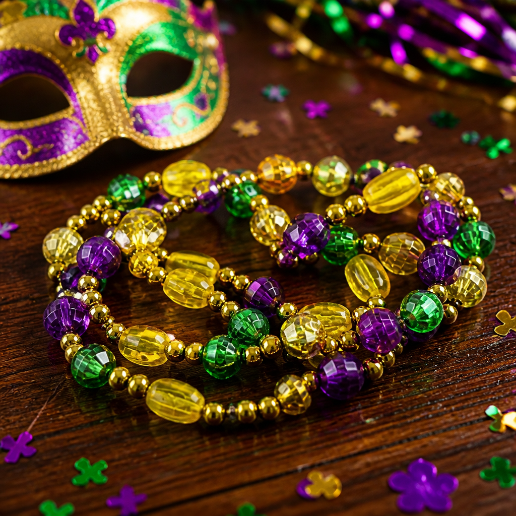 Set of 21 Mardi Gras Light up necklaces.