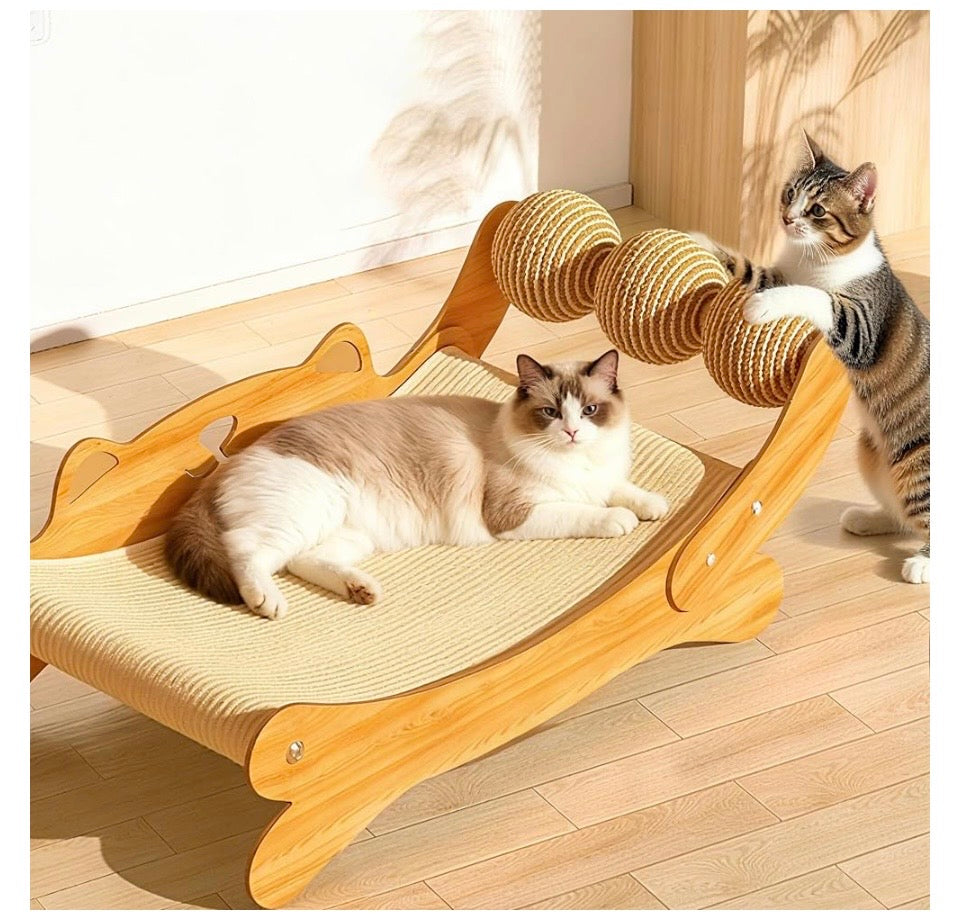 Cat Scratcher Bed for Indoor Cats, 3-in-1