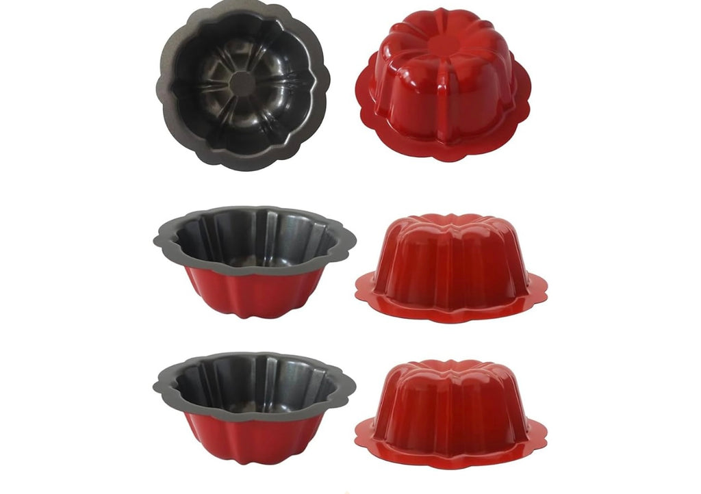 Mini Bundt Cake Pans for Baking, Carbon Steel Small Pound Cake Pan, 4Inch Fluted Cake Pan, Flower Shaped Cake Molds, Reusable Oven Baking Cups for Cupcake, Brownie, Pudding (Pack of 16)