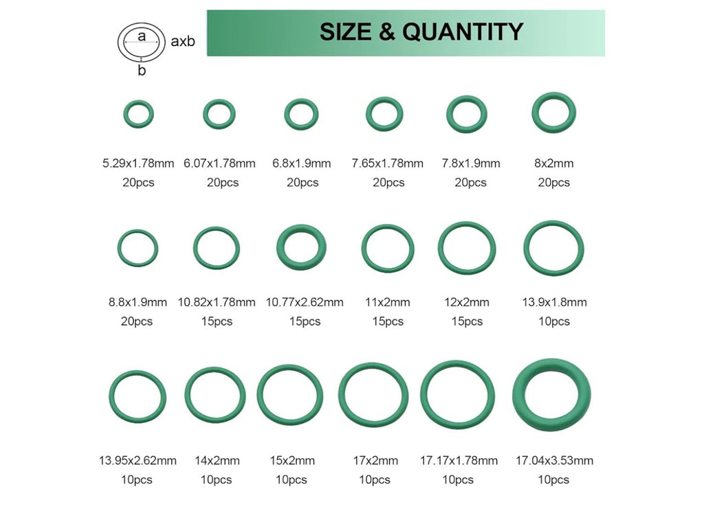 270PCS Car AC O-Ring Seal Kit Automotive Air Conditioning Gasket Repair Accessories