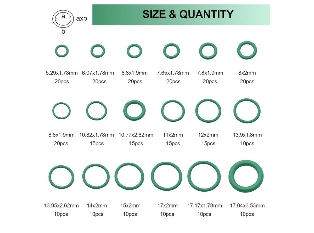 270PCS Car AC O-Ring Seal Kit Automotive Air Conditioning Gasket Repair Accessories