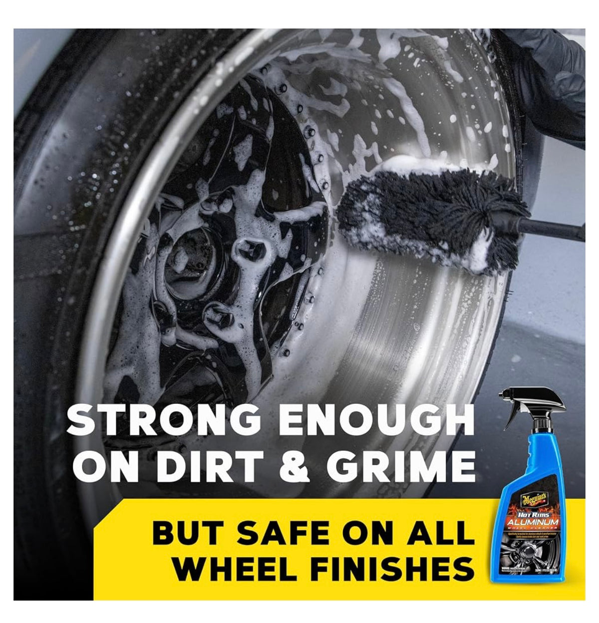 Meguiar's Hot Rims Aluminum Wheel Cleaner -24 Oz SprayWheel Cleaner, Removes Brake Dust, Road Grime and Dirt, Safe Car Detailing Spray for Cleaning Bare Aluminum Wheels