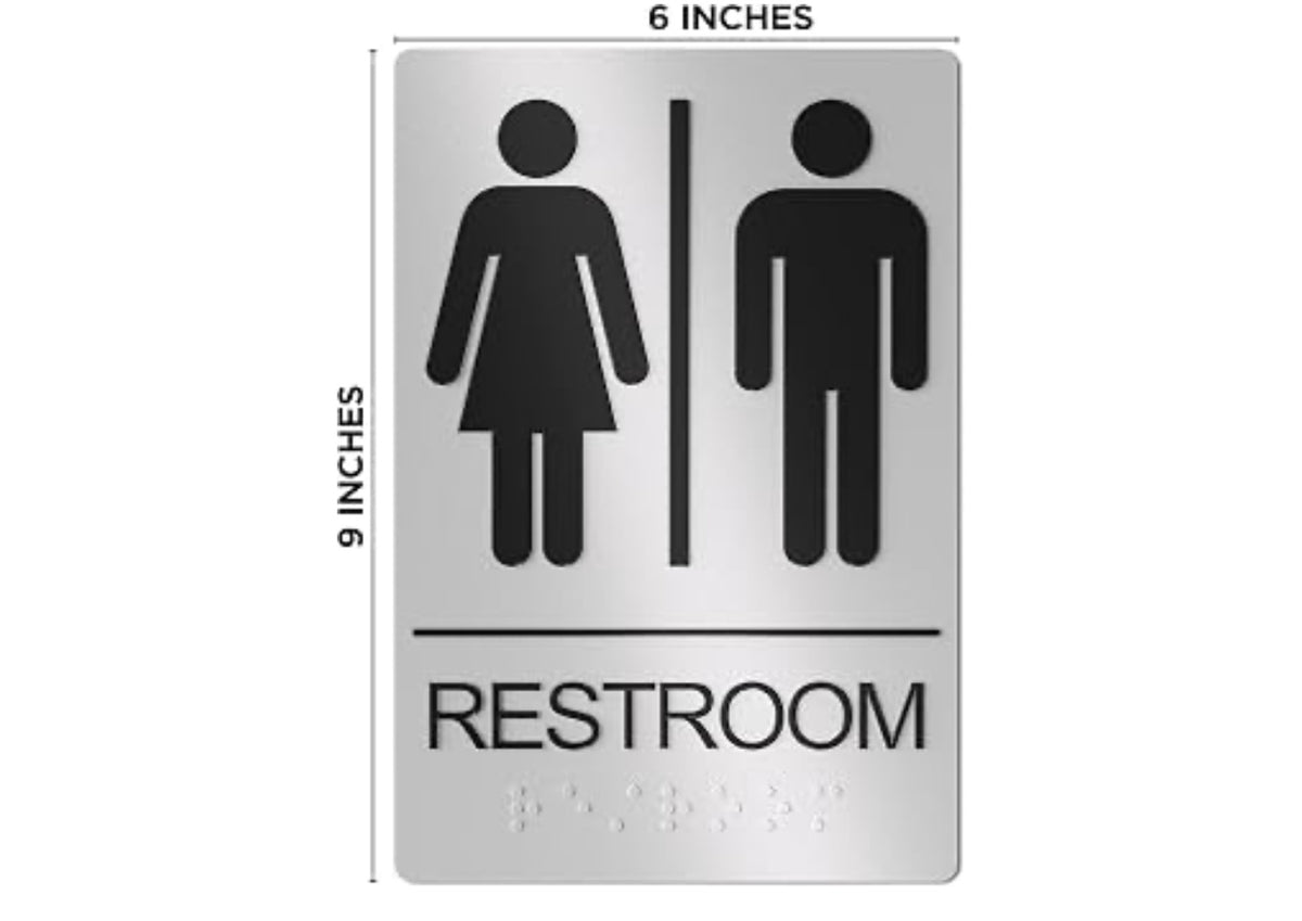 ASSURED SIGNS Unisex Restroom Sign for Business - 1 Pack - 9 x 6 Inch. Set of 10.