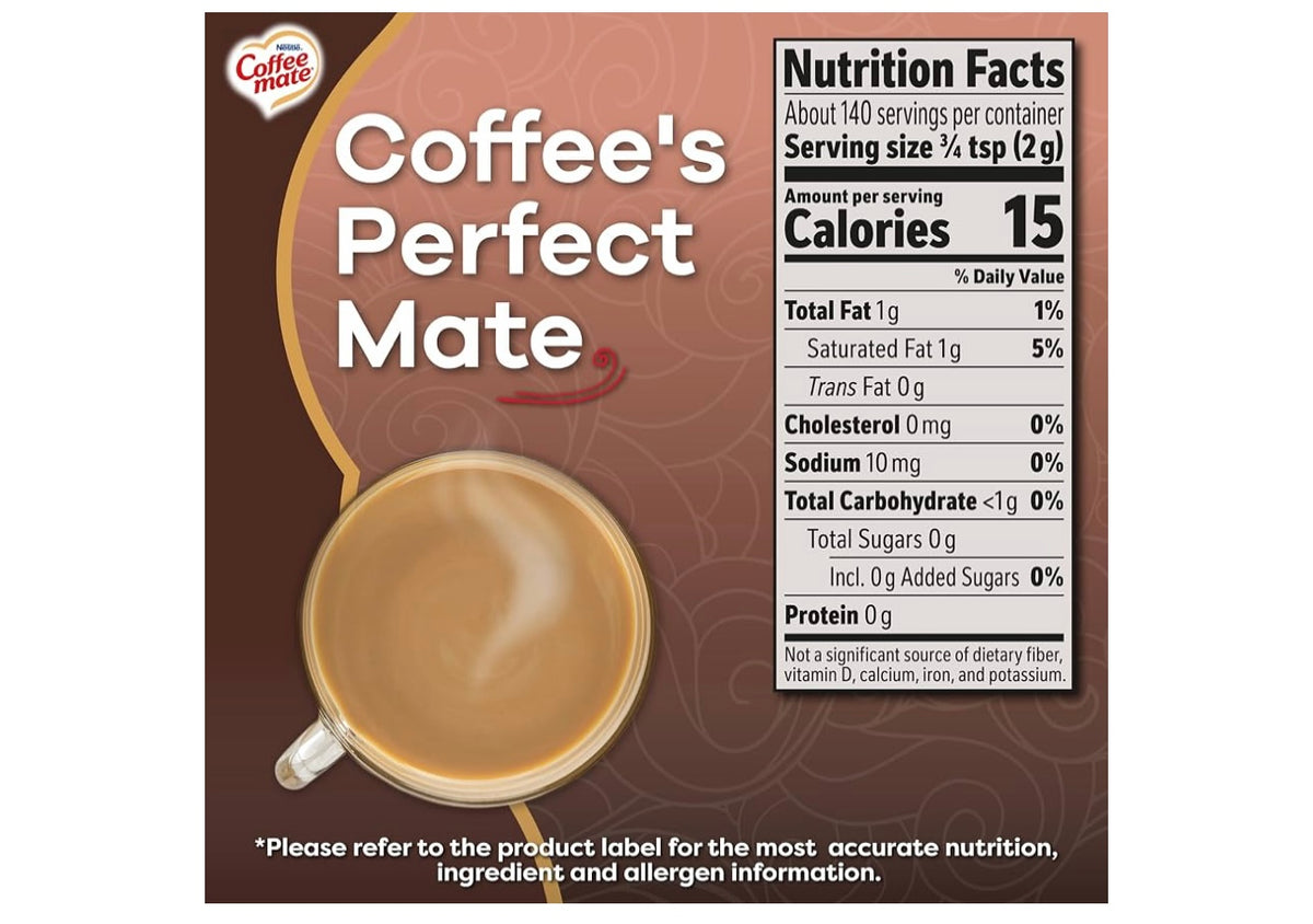 Coffee Mate Chocolate Creme Zero Sugar Powder Creamer, 10.2 Oz. Best by March 2027.