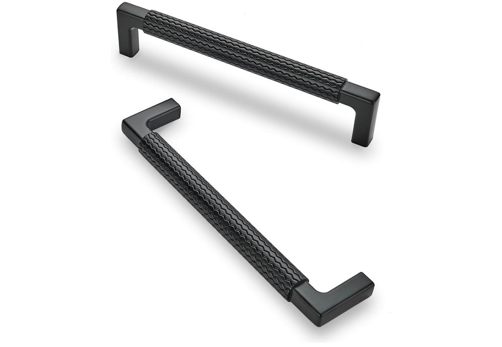 10 Pack 5 inch(128mm) Matte Black Cabinet Pulls Knurled Cabinet Handles Cupboard Handles Kitchen Cabinet Hardware for Cupboard Drawer Pulls