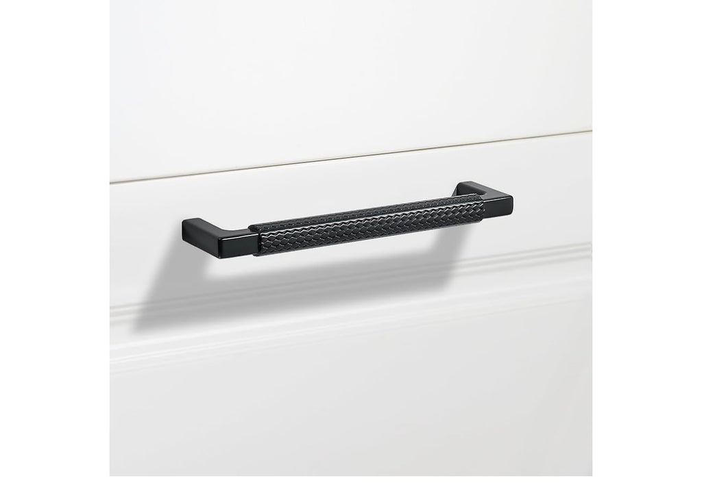 10 Pack 5 inch(128mm) Matte Black Cabinet Pulls Knurled Cabinet Handles Cupboard Handles Kitchen Cabinet Hardware for Cupboard Drawer Pulls