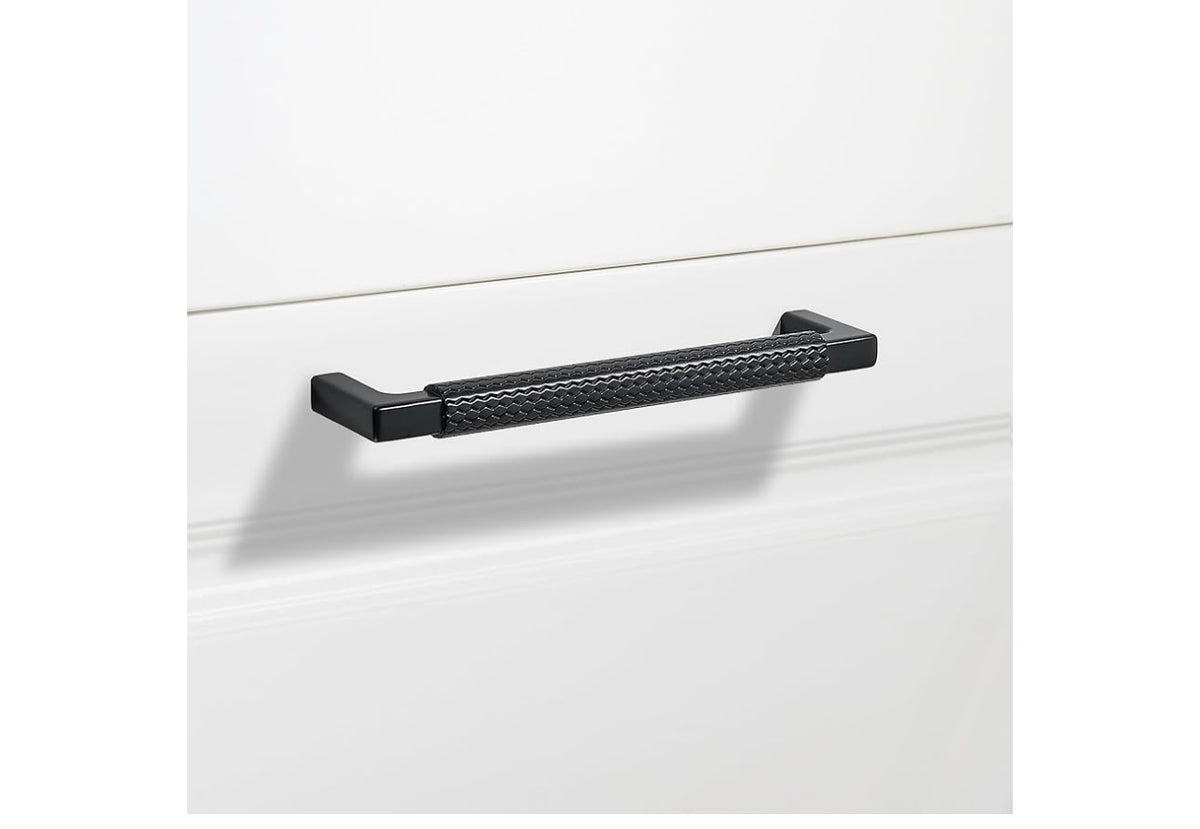 10 Pack 5 inch(128mm) Matte Black Cabinet Pulls Knurled Cabinet Handles Cupboard Handles Kitchen Cabinet Hardware for Cupboard Drawer Pulls