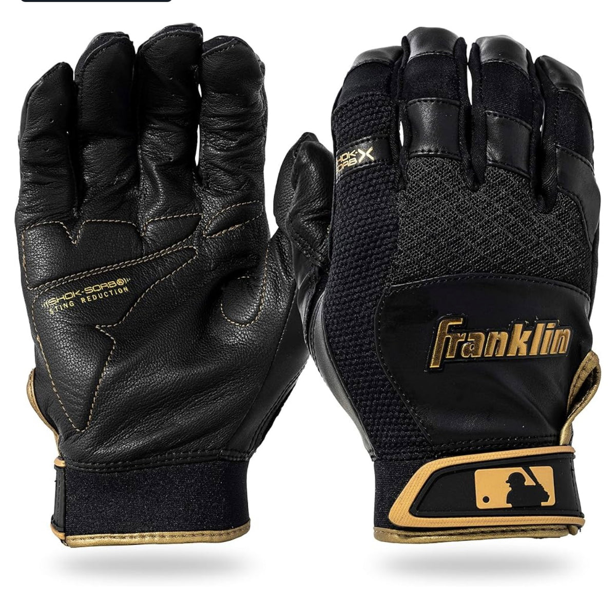 Franklin Sports MLB Baseball Batting Gloves - Shok-Sorb X Batting Gloves for Baseball + Softball   Size Large.