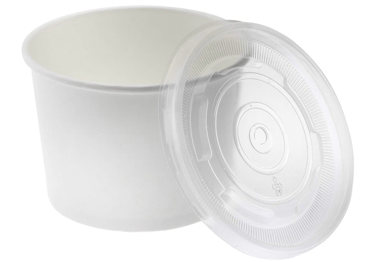 NYHI Kraft 25 Pack 8 oz White Small Paper Bowls Soup Storage Containers With Lids Insulated Take Out Disposable Food Storage Cups For Hot Cold Foods To Go Bowls With Vented LidsProduct Images and Videos