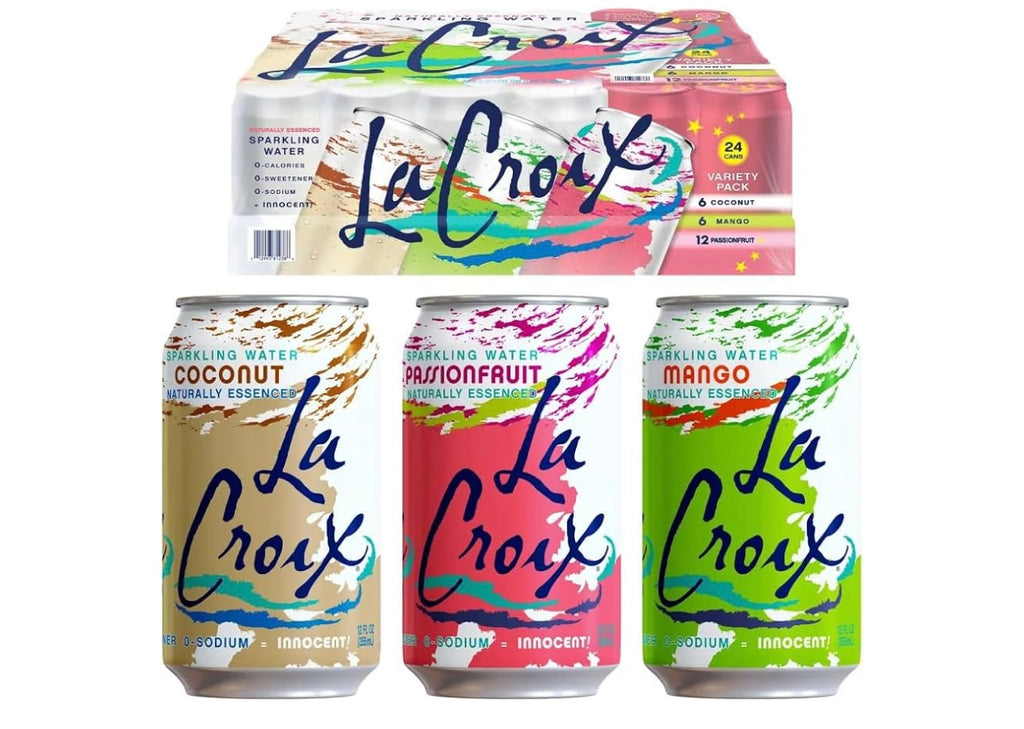 LaCroix Sparkling Water Tropical Variety Pack | 24-Pack of 12oz Cans | 6x Mango | 6x Coconut | 12x Passionfruit