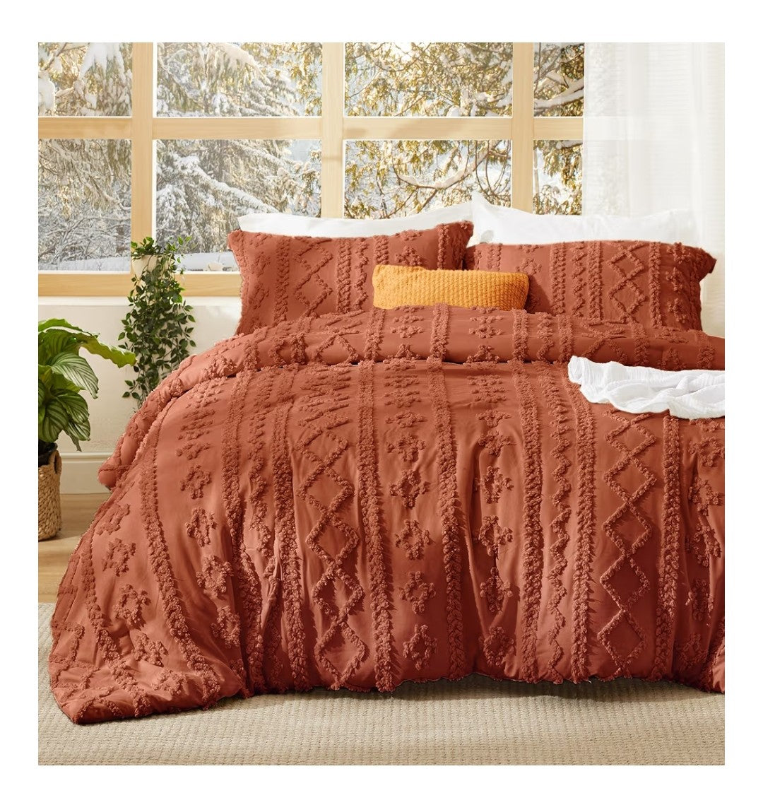 Bedsure 3pcs Queen Size Comforter Set (Terracotta)