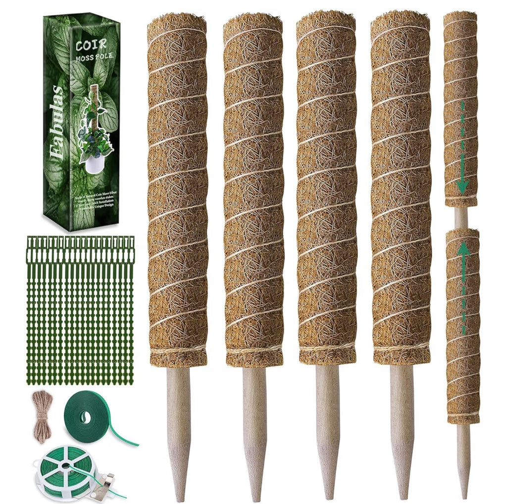 Moss Pole 47.5 Inch - Monstera Plant Support, 4 Packs 16 Inch Plant Stakes.