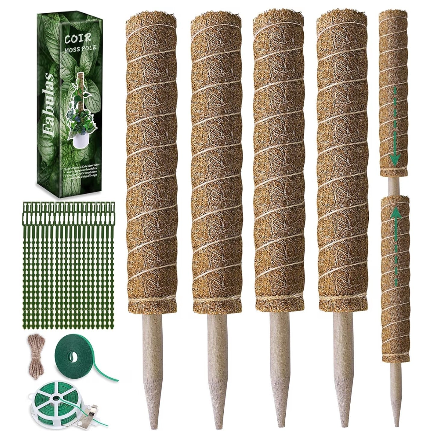 Moss Pole 47.5 Inch - Monstera Plant Support, 4 Packs 16 Inch Plant Stakes.