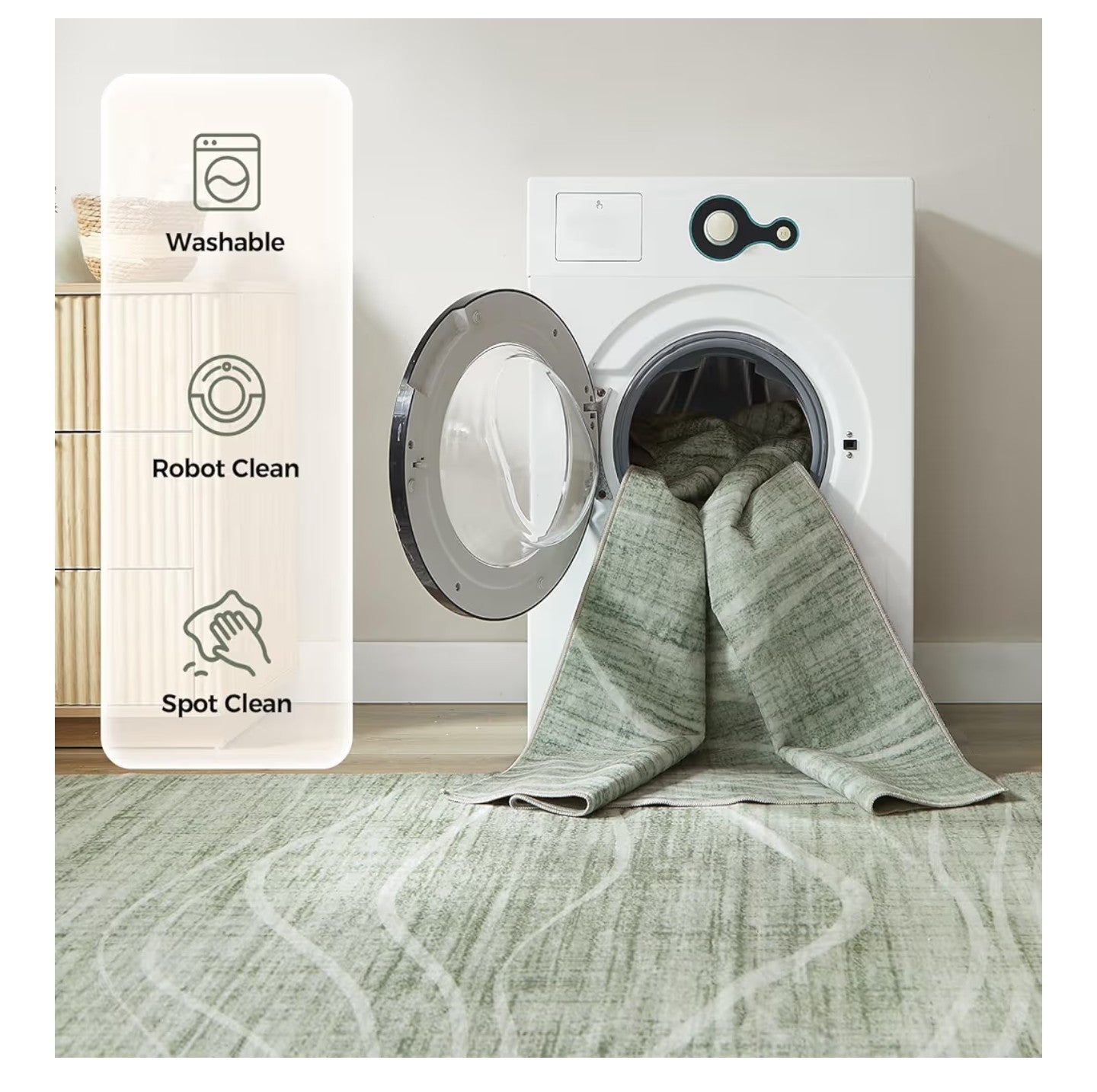 WITSHOCK 5x7 Area Rug for Living Room, Washable Rug