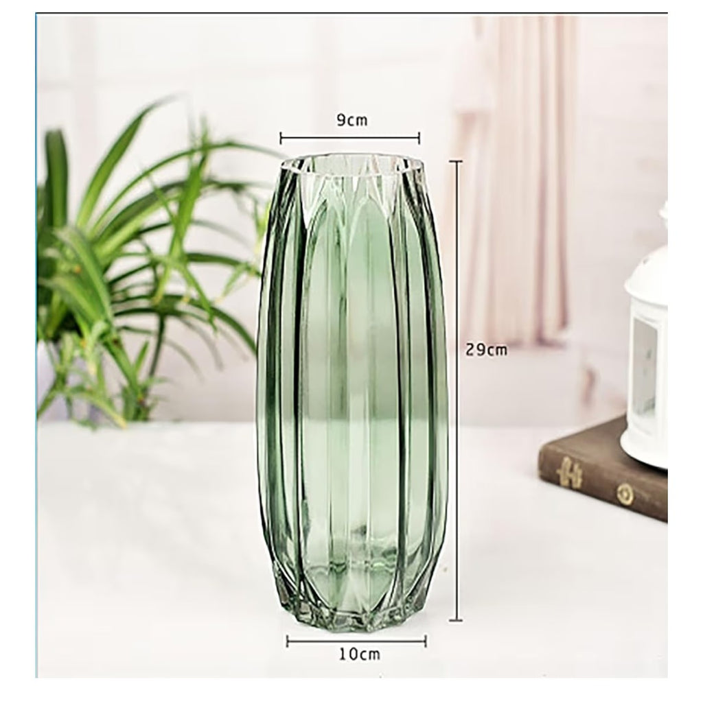 Lucky Bird Green Ribbed Vase