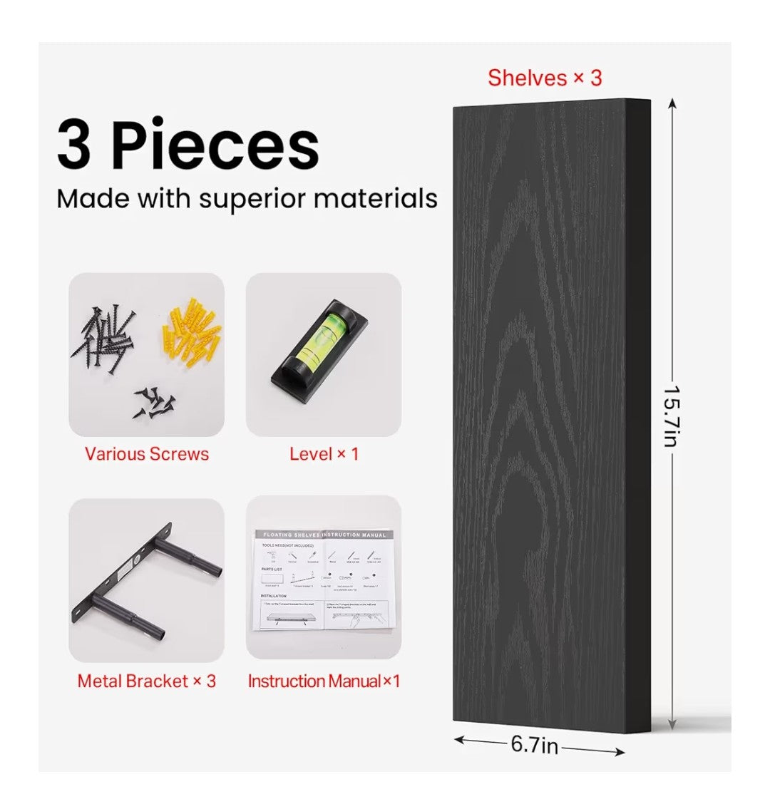 Floating Shelves 3 pack (Black)
