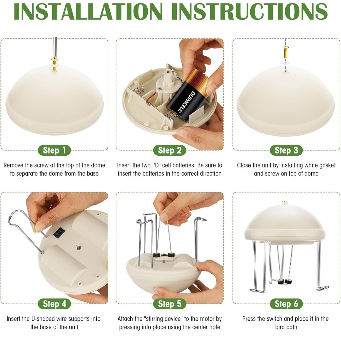 Buzzlett Bird Bath Water Circulator, Water Agitator for Bird Bath.