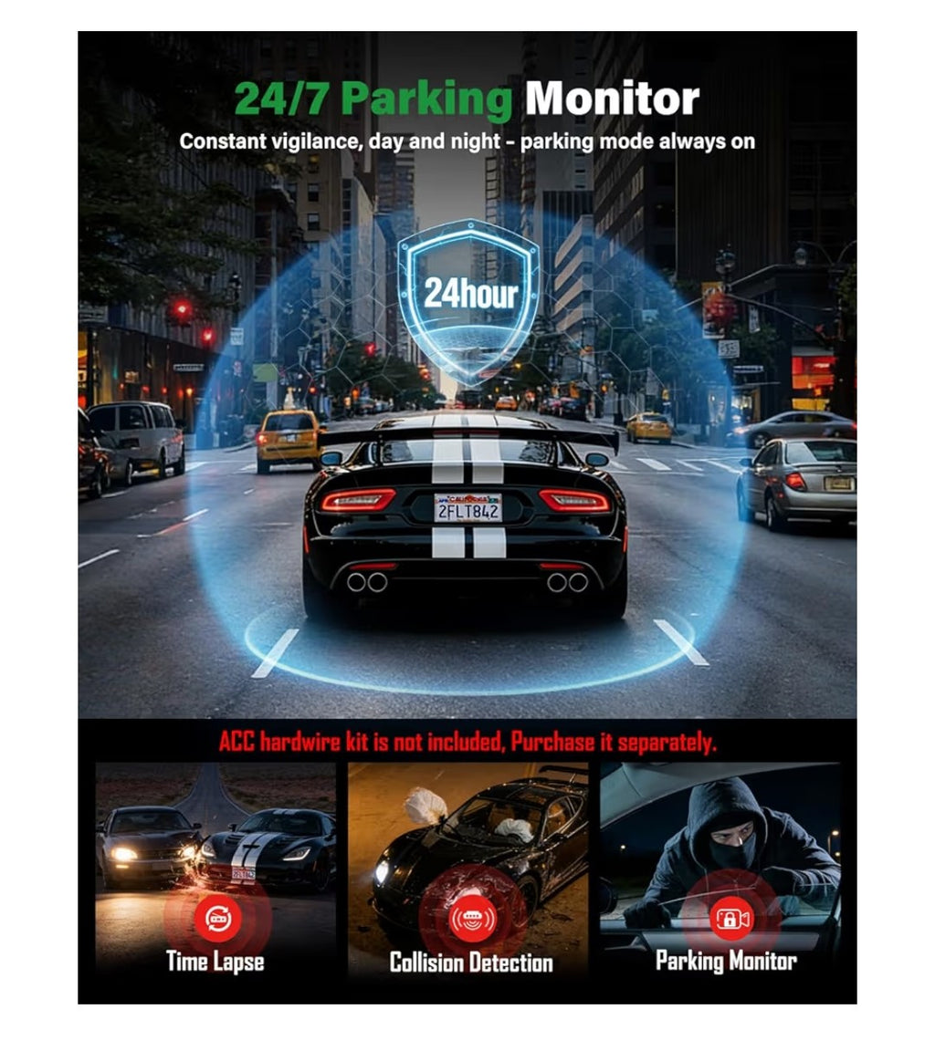 Nymzview 4K 3-Channel Wi-Fi Dash Cam
