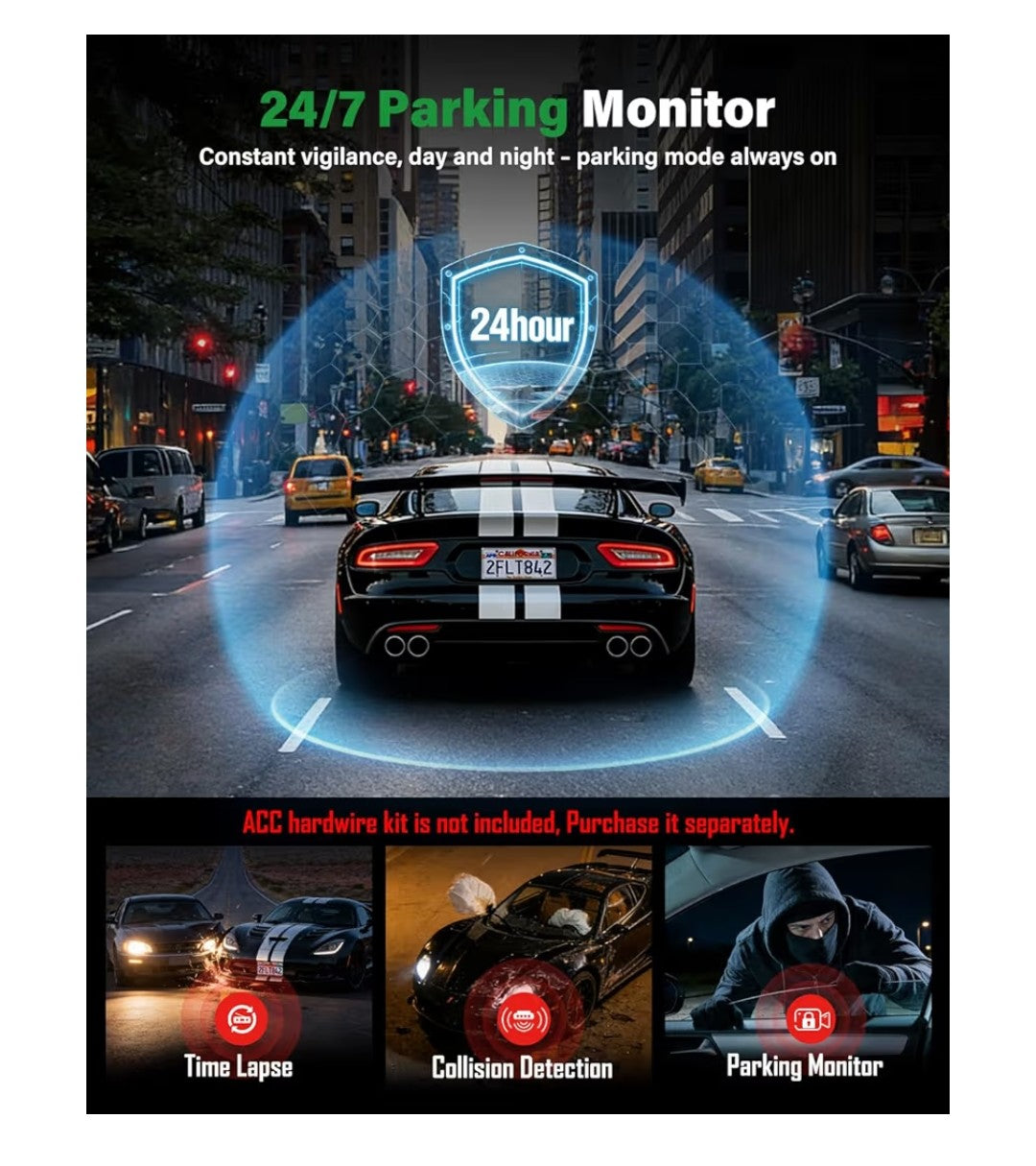 Nymzview 4K 3-Channel Wi-Fi Dash Cam