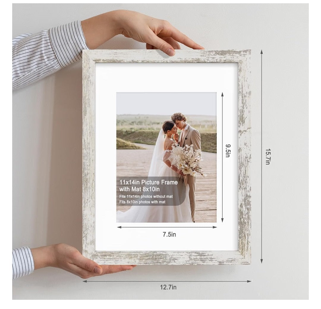 Distressed White Wood Picture Frames 11x14 (4 pack)