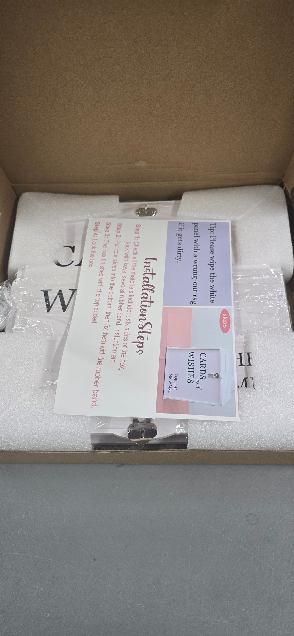White Wedding Card Box with Slot & Lock