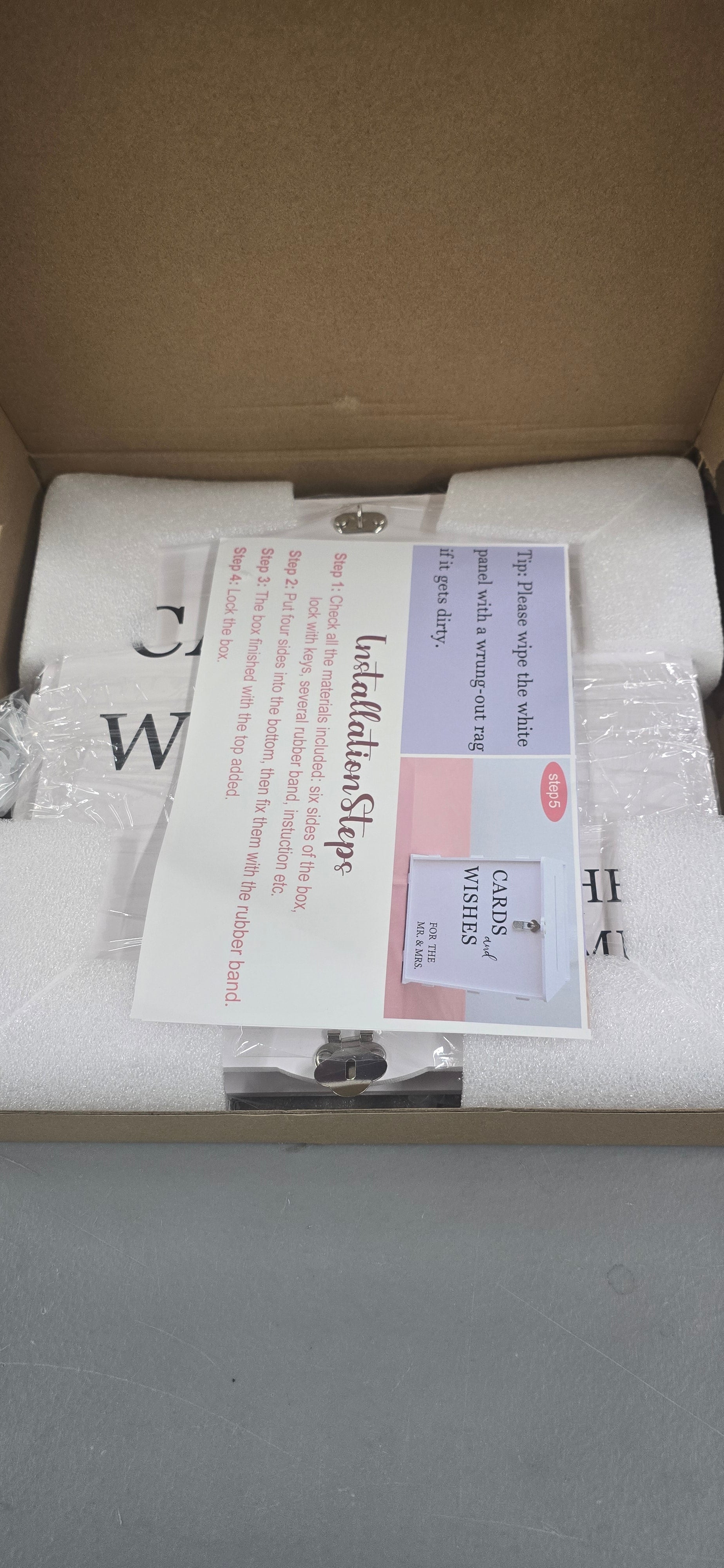 White Wedding Card Box with Slot & Lock