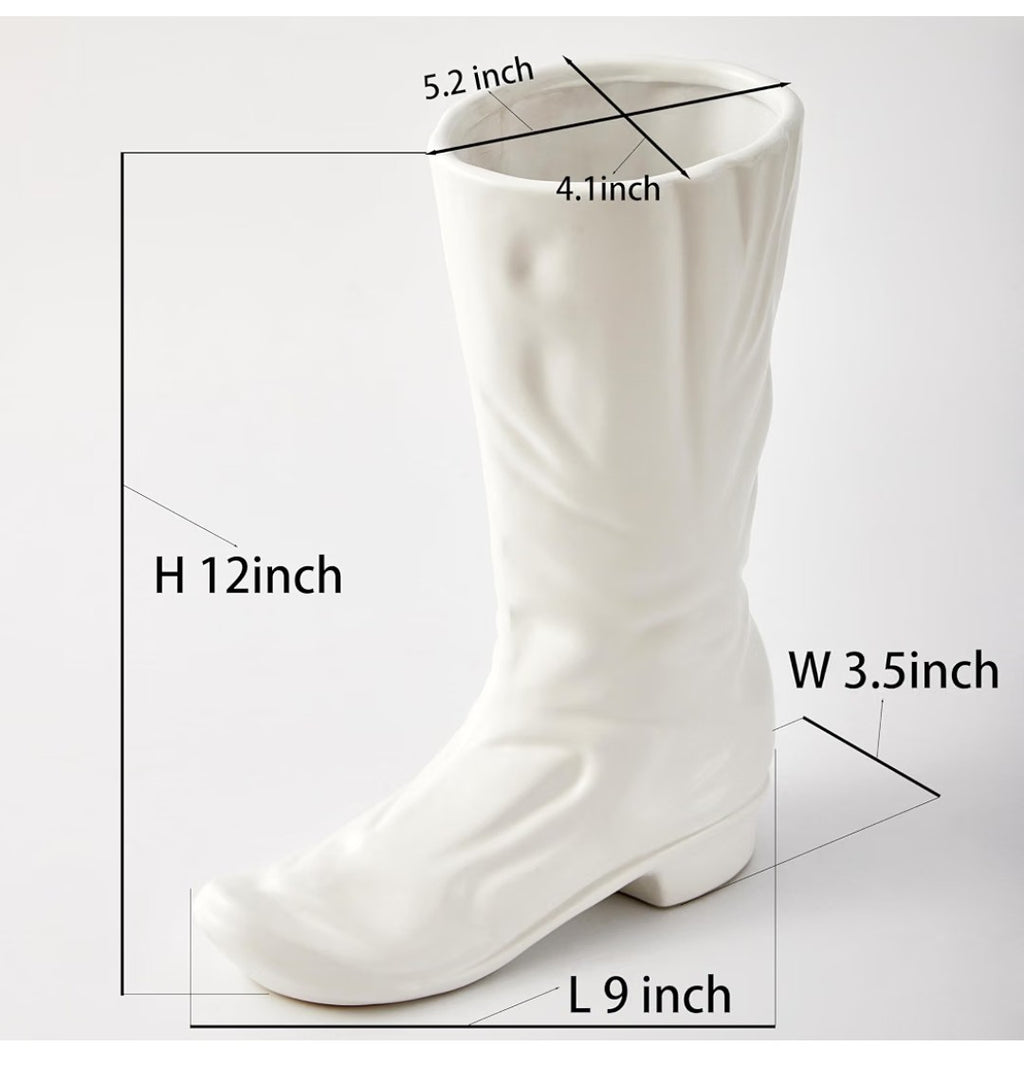 Ceramic Cowboy Boot Vase