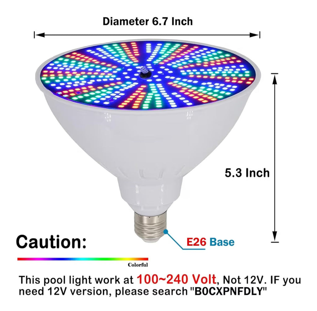 (244)
2025 Upgraded 50W Color LED Pool Light Bulb.