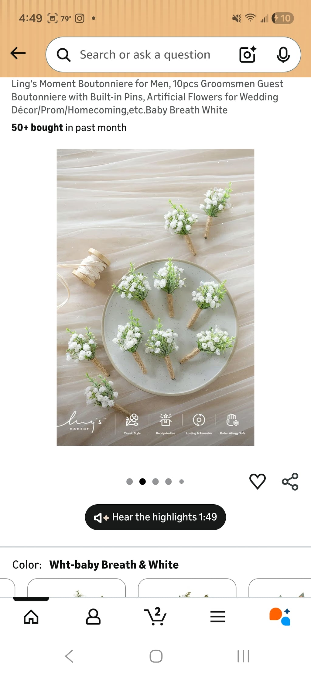 Ling's Boutonniere 10pcs (White)