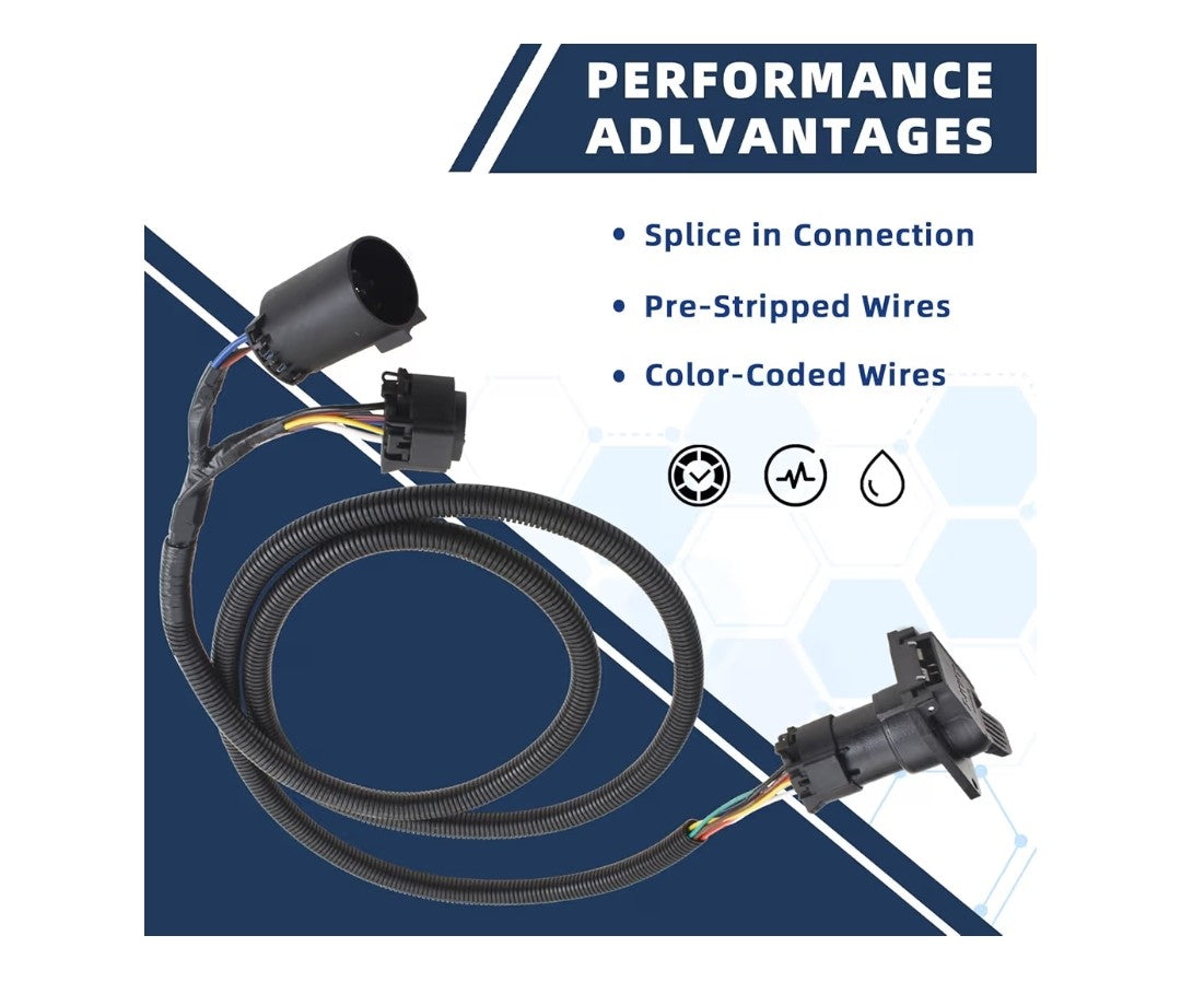 7-Pin Vehicle-Trailer Witing Harness Extension 7ft