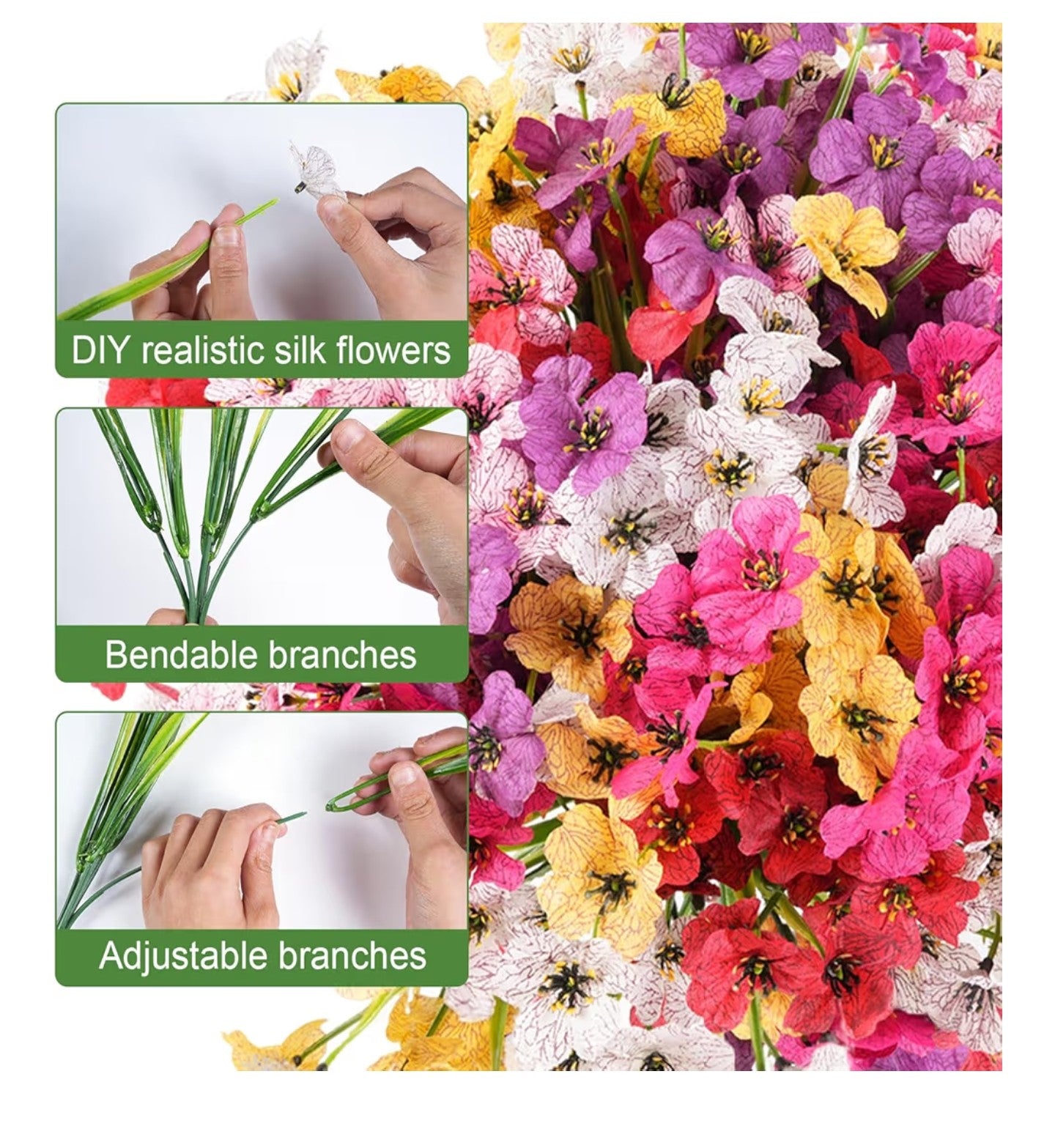 Bundles Artificial Flowers for Outdoor Faux Plants for Spring Summer.